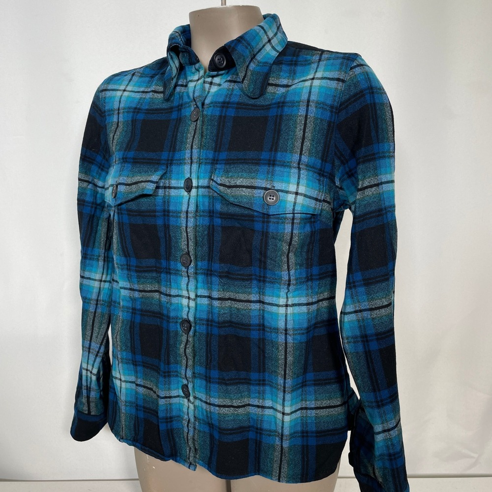 Pendleton Wool Blue Black Plaid Button Down Flannel Shirt Women's MEDIUM - Picture 2 of 9